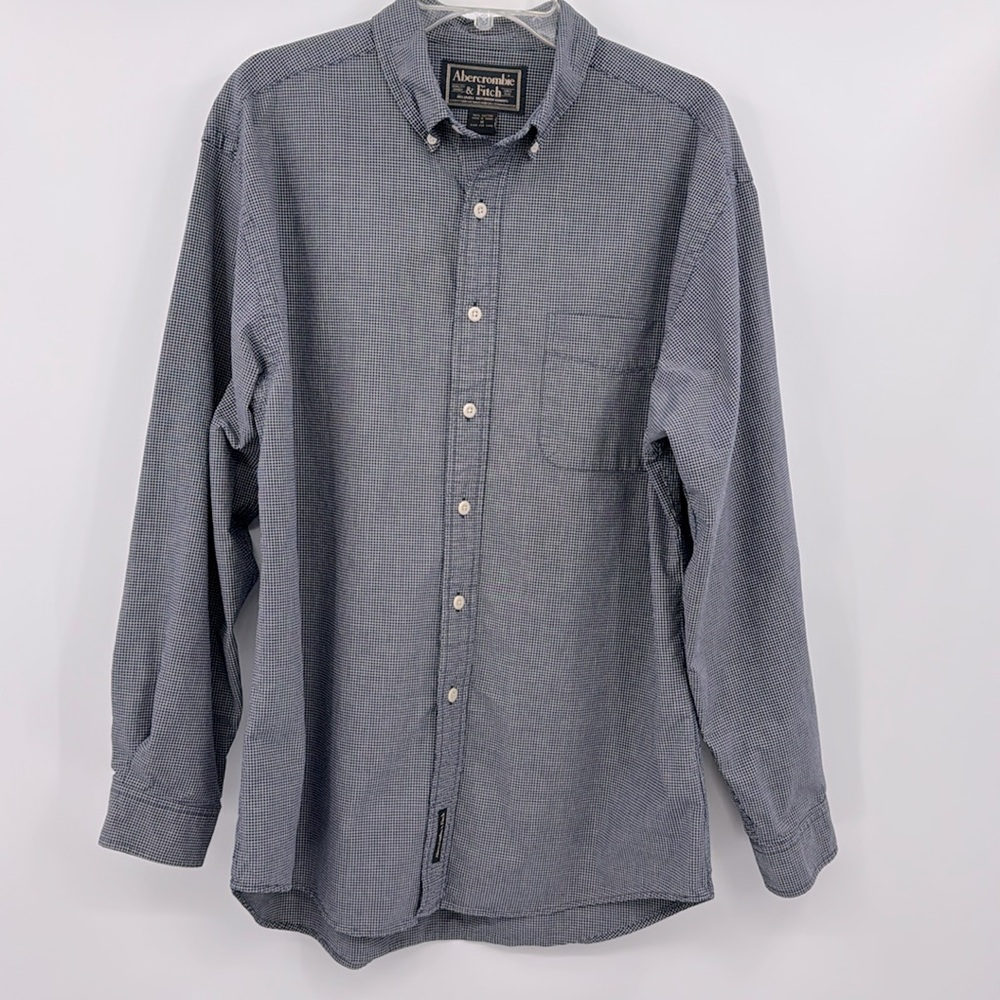 Abercrombie & Fitch Shirt Men's Button-down Blue Checkered Long Sleeve size Med